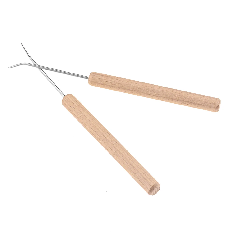 2 Pcs/Set 15cm Length Solid Wood Bending Needle Wooden Knitting Loom Hook DIY Tools Sewing Crochet Fittings