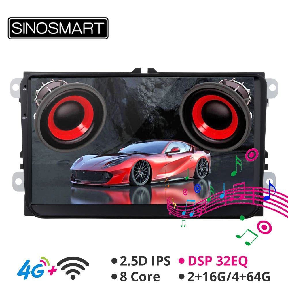 SINOSMART 1G/2G Автомобильный gps-навигатор для Volkswagen Touran/Jetta/Polo/Golf Skoda Octavia/Fabia/Superb/Rapid, 32EQ/4G опционально