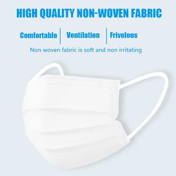 

10/50/100/200pcs Disposable White Face Mouth Mask Dust Respirator Non-woven Three-layer Filter Breathable Solid Color Adult Mask