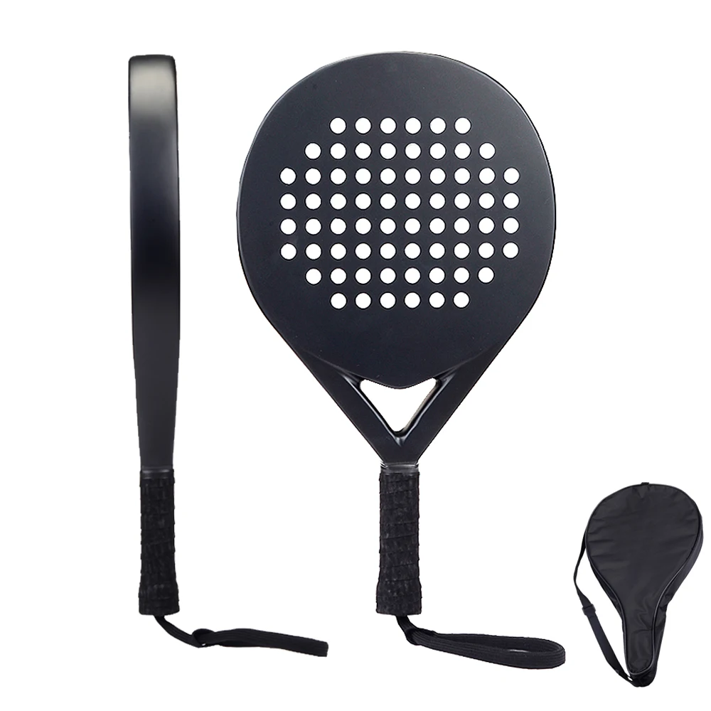 

Carbon Fiber Padel Tennis Racket Soft Face Rackets for Padel Paddle Pure Black Cage Tennis Racquet with Paddle Bag Cover