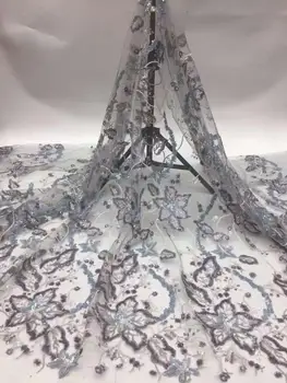 

newest muti color sequin Modern design French net lace fabric African sequins lace embroidery tulle lace fabric for party dress