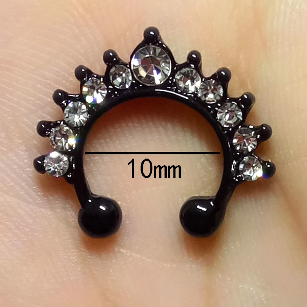 10mm Fake Septum Piercing Nose Ring Hoop For Girl Men Faux Body Clip Rings Non-Pierced Non Body Jewelry 1Pc