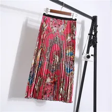 Пышная Свободная юбка с принтом женская плиссированная юбка с рисунком женская Европейская и американская Длинная Юбка Ретро Высокая талия тонкая