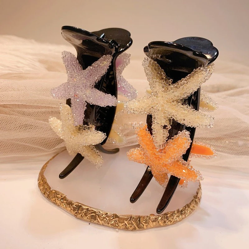 

Crystal Starfish Hair Claw Hair Clips Crabs For Ponytail Bun Hair Clamps Candy Color Hairpin Accessories Fashion Headdress Gifts