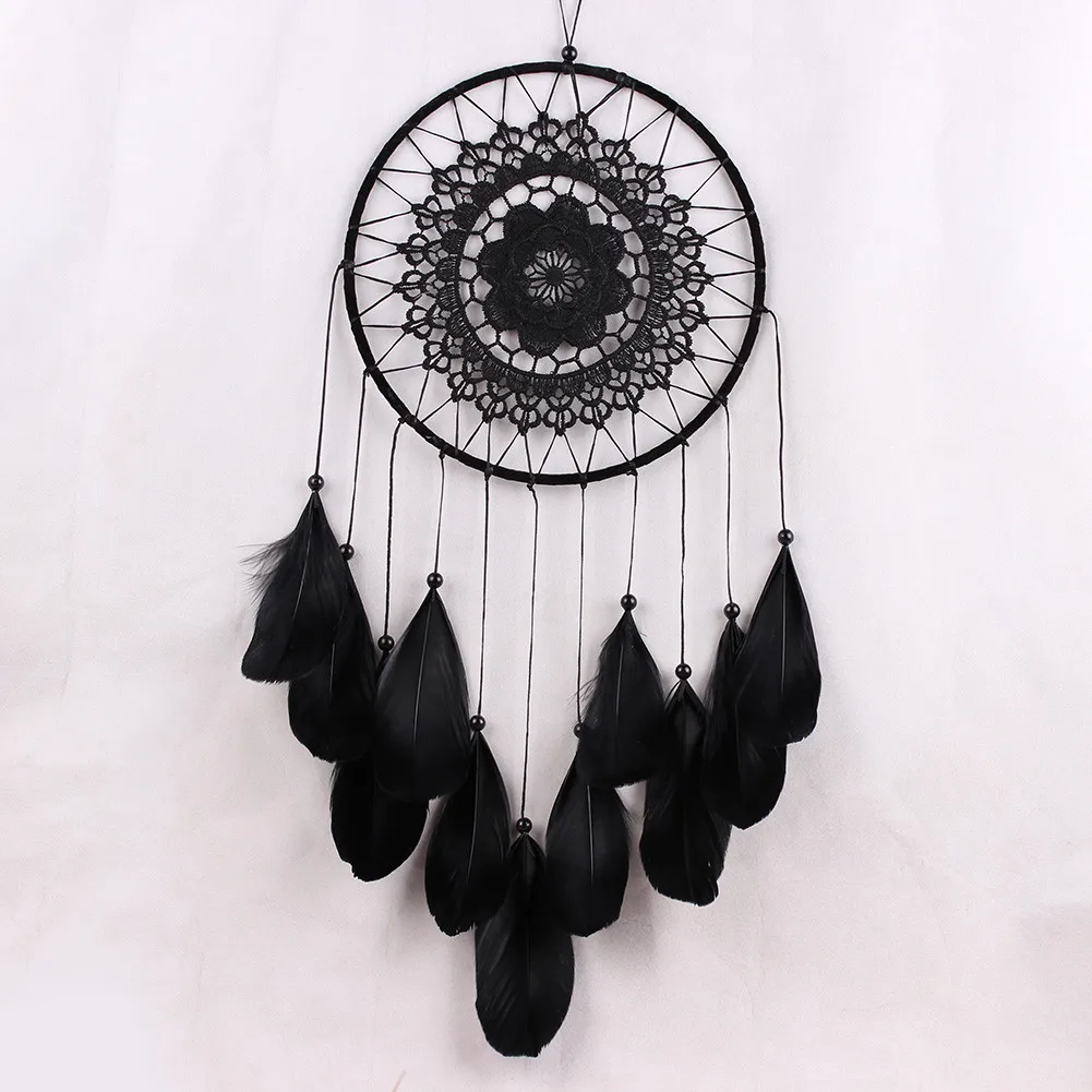 Black White Dream catcher Dreamcatcher Handmade Feathers dream catchers Wall Hanging Home Room decoration #W0