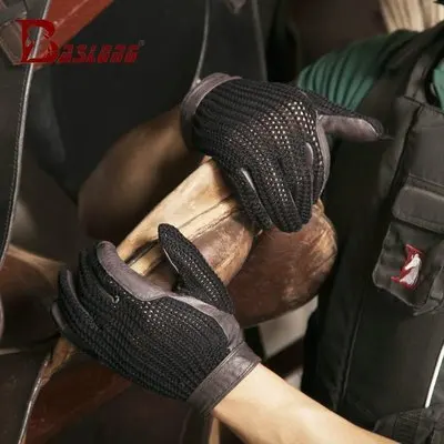 Перчатки для верховой езды, дышащие перчатки, принадлежности для конного спорта - Цвет: Черный