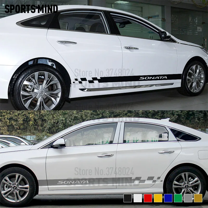 1 пара виниловые, на дверь боковые полосы автомобиля Переводные картинки Hyundai Sonata NF внешние аксессуары автостайлинг