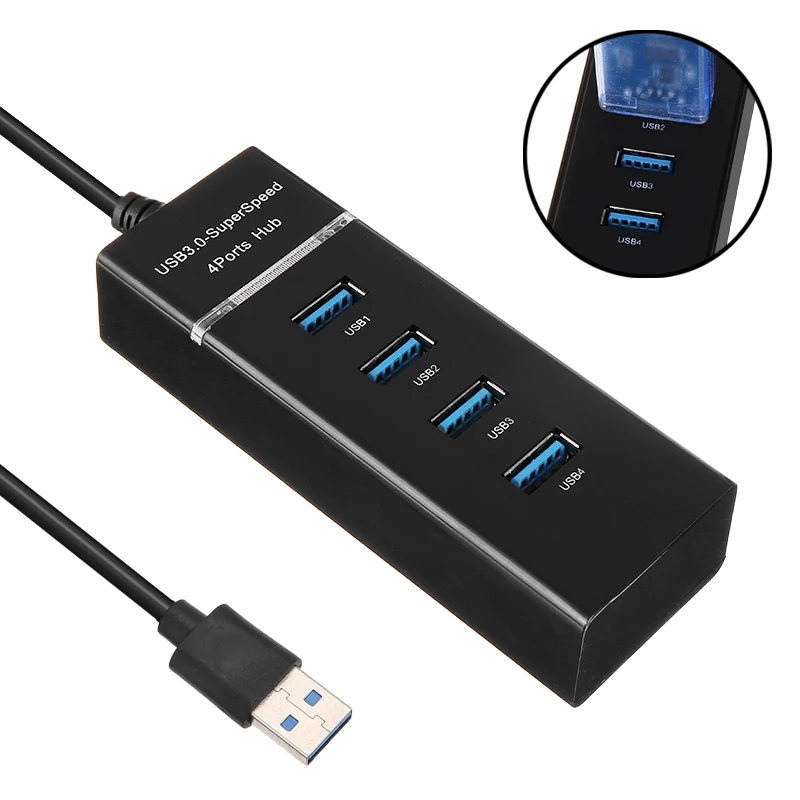 

USB Hub 4 Ports Expander Adapter USB 3.0 Hub Multiple USB 3.0 Splitter Hub High Speed USB-Hub for Desktop PC Laptop