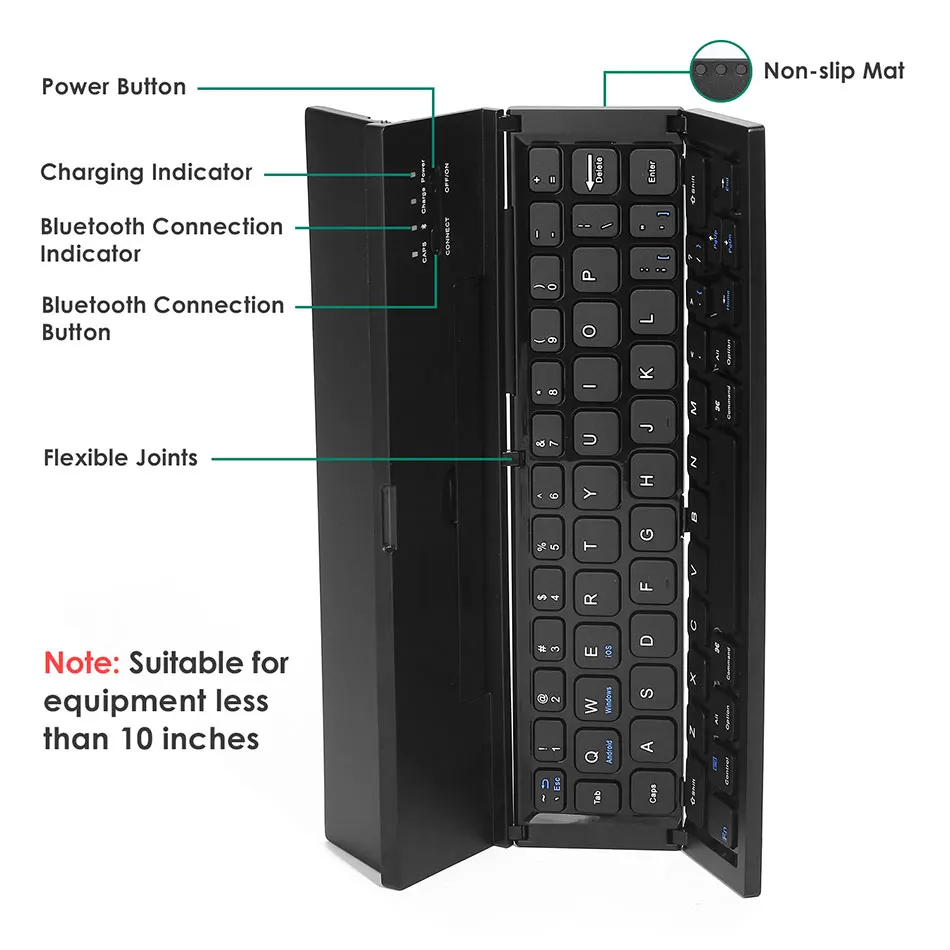 Умная внешняя Портативная Складная трехслойная Bluetooth клавиатура для iPhone iPad Android