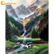 

CHENISTORY Snow Mountain Landscape Picture By Numbers Kits Diy Framed On Canvas Home Decoration Wall Artcraft Paint Number