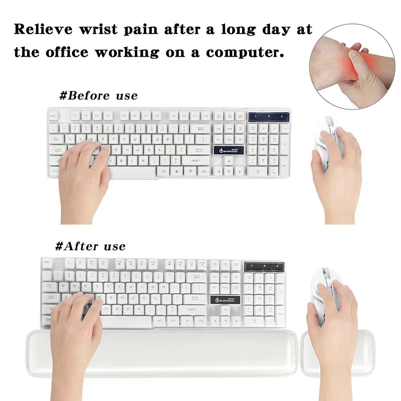 Ergonomic PU Leather Wrist Support & Mouse Mat Set