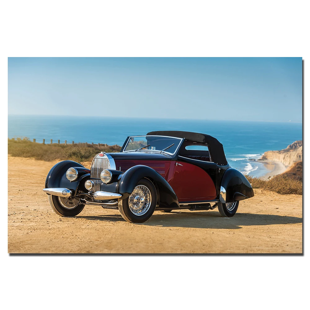 1 Piece Canvas Painting Bugatti Vintage Car HD Posters and Prints Wall Pictures for Living Room | Дом и сад