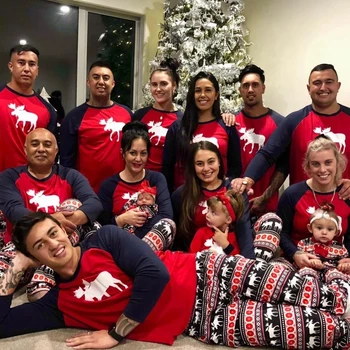 

2019 Family Christmas Matching Pajamas Set Adult Kids Pajamas Cotton Baby Romper Sleepwear Xmas Family Matching Clothes