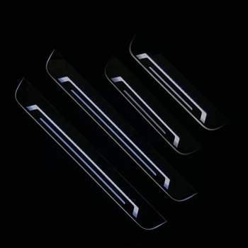

RQXR led stainless steel overlay acrylic door scuff for Renault koleos moving door sill plate lining decorative light,4pcs