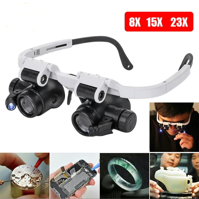 

Wearing Magnifier Glass with Light Dimond