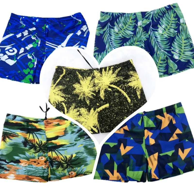 

New Style MEN'S Swimming Trunks Hot Springs Boxer Beach Swimming Trunks Men Swimsuit Seaside Four Corners Swimming Trunks