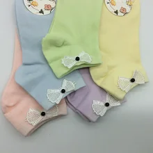 5 пар/партия, милые хлопковые носки с галстуком-бабочкой красивые новые весенние модные короткие хлопковые носки в стиле Харадзюку для девочек и женщин