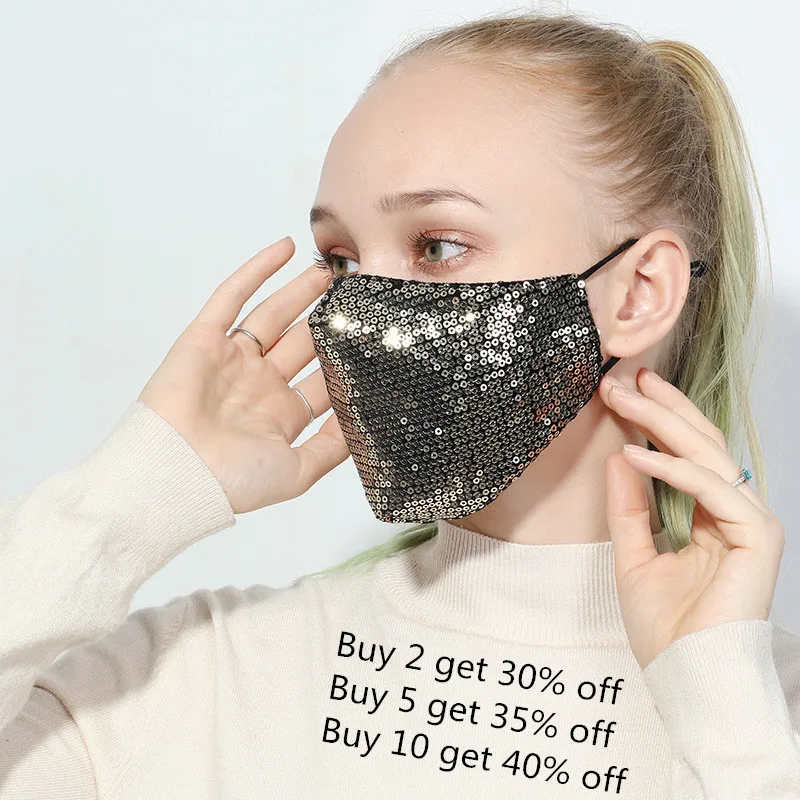 Sequin masks sexy anti-haze mask gold black cotton fashion masks Party unisex shining kpop anti dust face mask