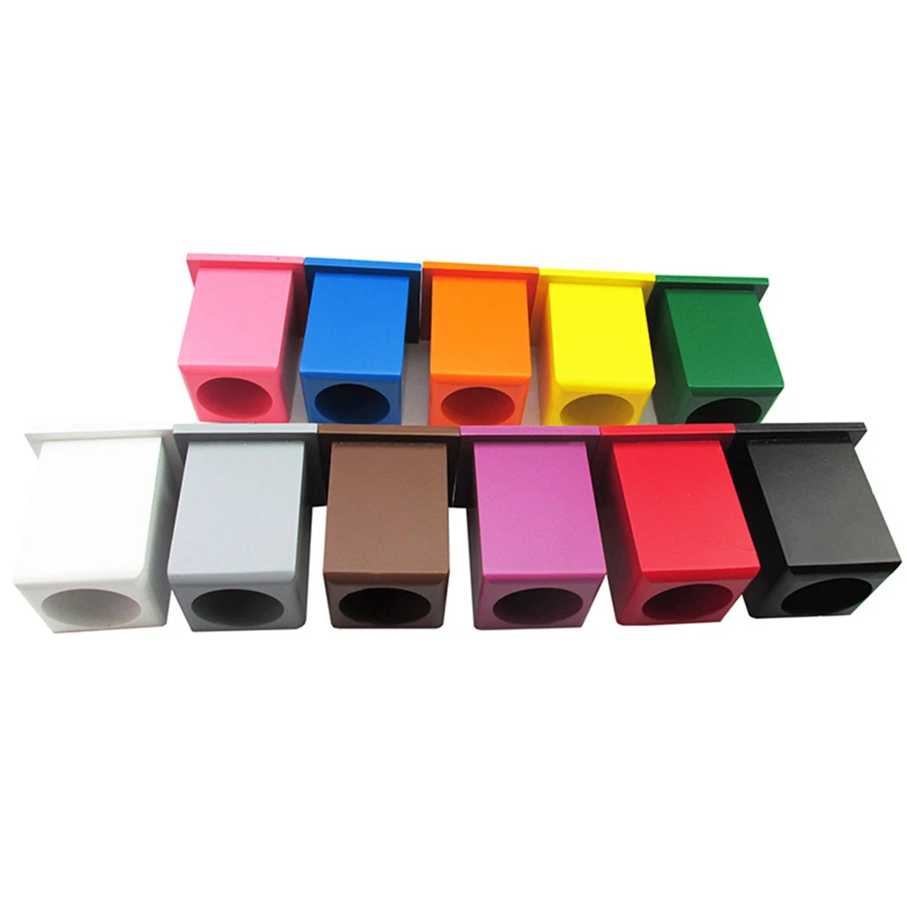 11 Colored Pencil Holders Wooden for Kids Montessori Educational Toy Birthday Gift