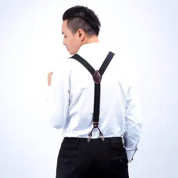 

Men 4 Clips Suspenders Belt Adjustable Jacquard Y-back Suspenders For Pants Jacquard Y-back For Pants Men Clips