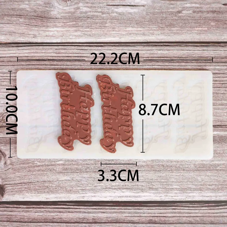 Happy Birthday Shape Chocolate Transfer Sheet Mould Cake Decorating Tools  Silicone Mold Baking Stencil Chablon - AliExpress, image size:960x960