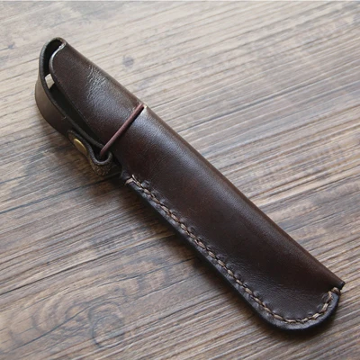 Coffee Color New Leather Pen Bag Handmade Single Fountain Pen Case Deluxe Hangable Real Leather Pen Case - Цвет: Coffee Color