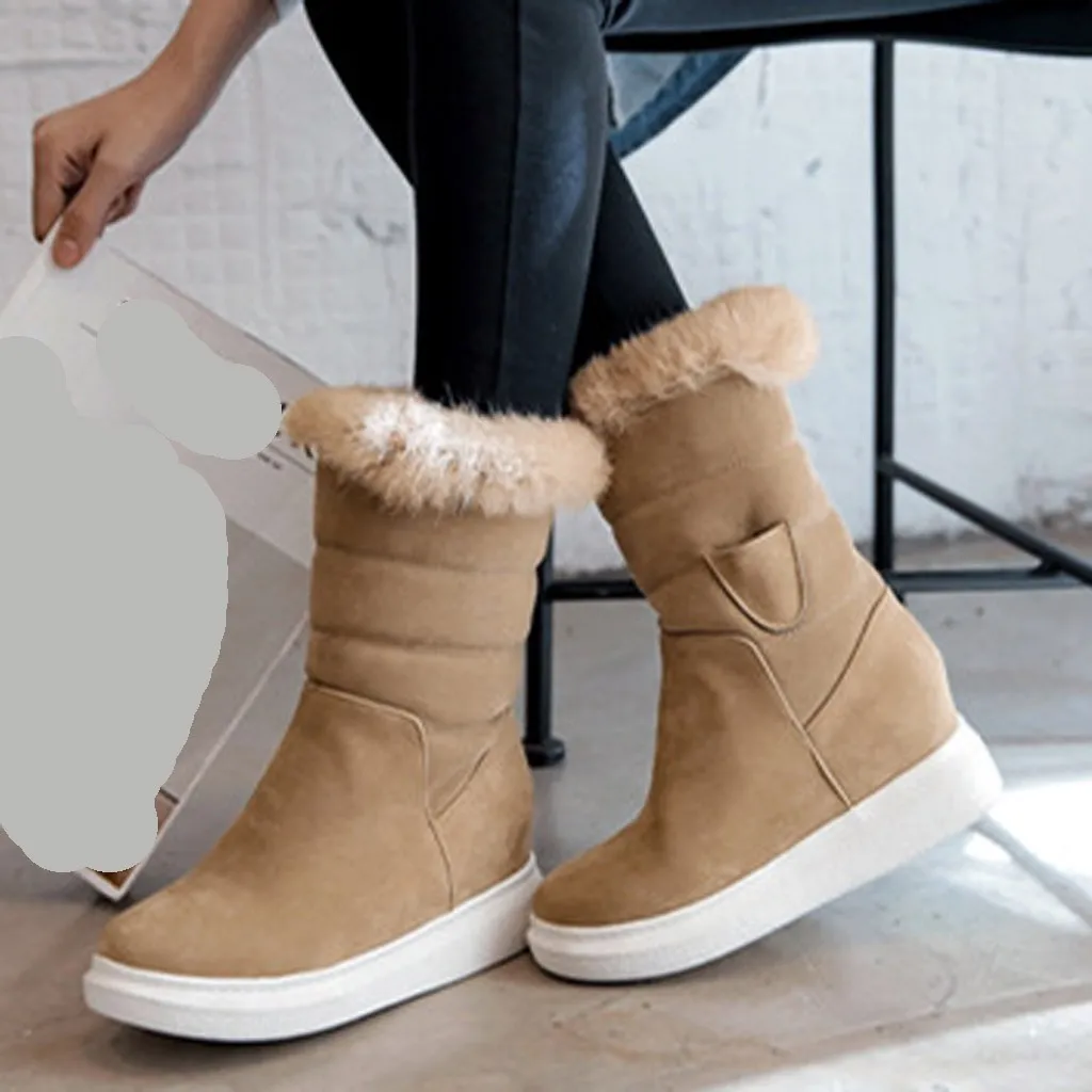 

new Woman Boots Heating Up Round Toe Ankle Boots Thick Heel Lace-Up Boots Shoes Woman Female Boots 2019 Winter#3