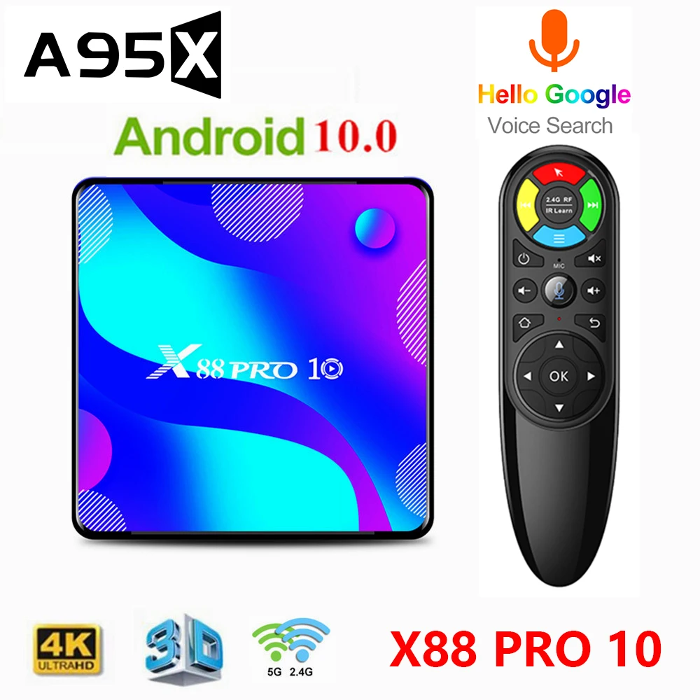 X88 PRO 10 андроид Смарт ТВ коробка 4 Гб 128 RK3318 ядра 4K HD 2 4G/Wi Fi 5 ГГц BT Wi Youtube 3D Media Player