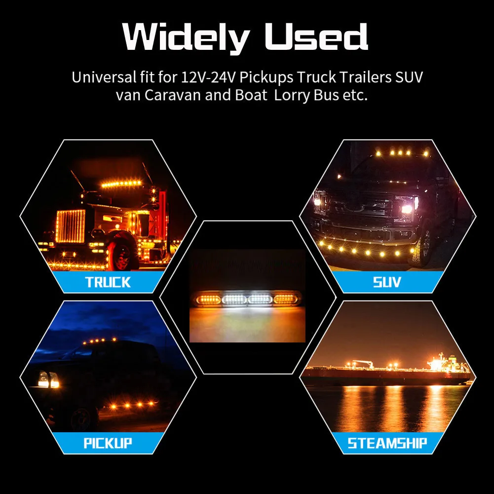 1 шт. DC12 24V 72 Вт 2835 Янтарный Белый 24LED автомобильный Грузовик аварийный Маяк