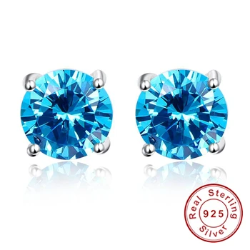 

Wedding Fine Jewelry Earrings Silver 925 Stamped Heart of Ocean Mystic Topaz Light Blue Stud Earrings Sterling Silver Women Gift