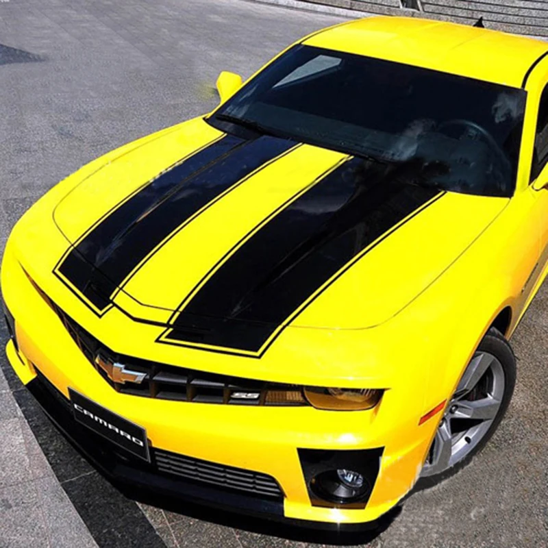 

Racing Black Engine Hood Roof Tail Stripes Decal Vinyl Graphics for Chevrolet Camaro Body Decoration