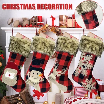 

Christmas Holiday Stockings Christmas Hanging Bags Xmas Tree Decorations Santa Snowman Reindeer Gift Treat Bag _WK
