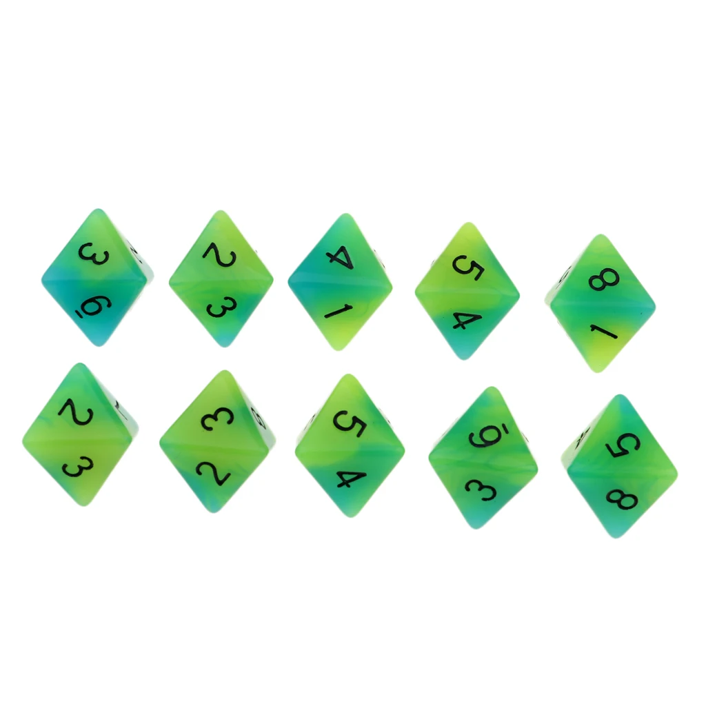 10pcs 8-Sided Dice Set Bright Colors 18 mm for Games Casino Gifts Teaching Dice Set 8 Sided Board Dices 