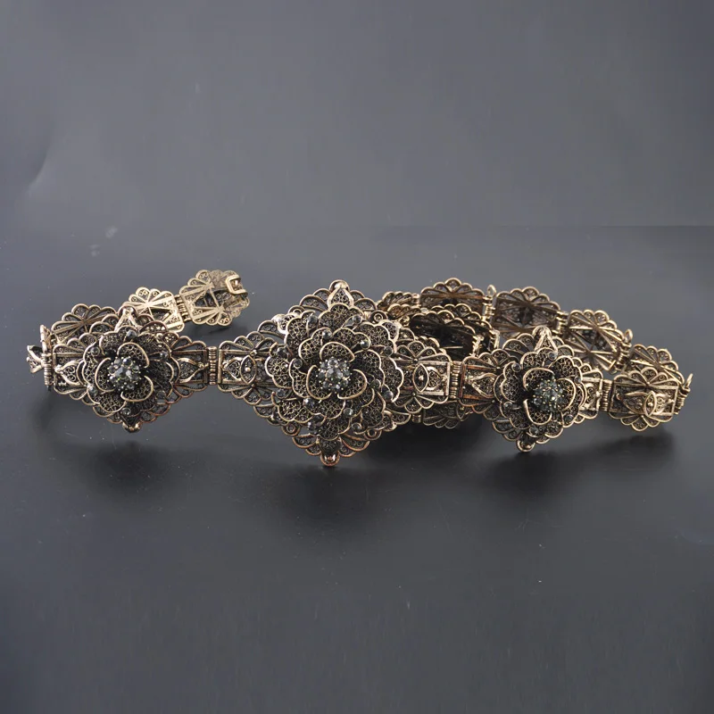 Аристрократический круглый хрустальный полый цветок металлическая поясная цепь турецкие Модные женские поясные ремни Арабские Ювелирные ремни для платья