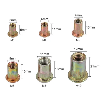 

220pcs Flat Head Threaded Blind Rivet Nut Insert Rivnut Nutsert M3-M10