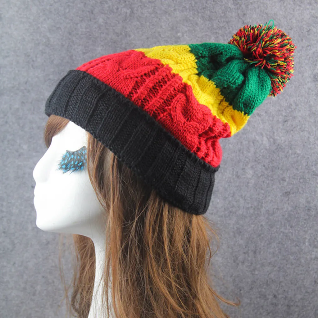 Женская Мужская зимняя шапка шапочка с помпоном бини собачка כבrainbow Rainbow Knit