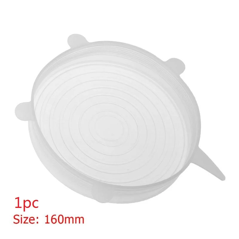 1pc White 16cm 1/6 шт/набор, многоразовая силиконовая пищевая обертка, растягивающаяся вакуумная уплотнительная крышка, обертка для кухни, для организации еды, свежесть, закрытые крышки - Цвет: 1pc White 16cm