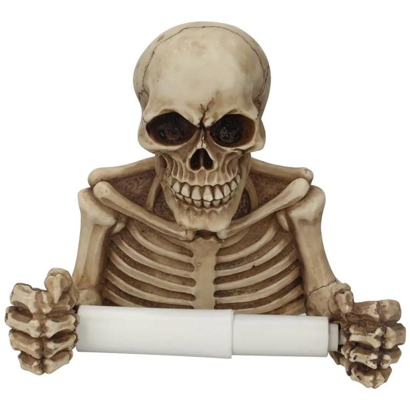 2020 Decorative Skeleton Skulls Toilet Paper Holder Halloween Decorations Novelty Bathroom Decor Accessories Wall Plaques Sculptures From Livesti 28 05 Dhgate Com