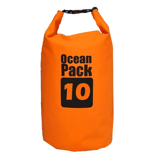 PVC Waterproof Bag 5L 10L 20L Outdoor Swimming Bag Diving Compression Storage  Dry Bag For Man Women Kayaking Backpack Orange 10L