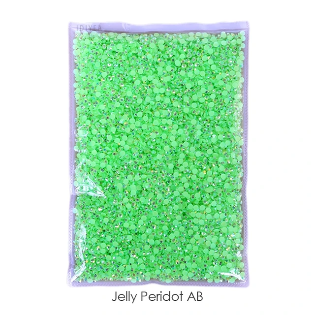 Wholesale Jelly AB Resin Non Hot Fix Rhinestones Cтразы Flatback Plastic Crystals Strass Glitters Stone Bulk Big Package for DIY Jelly Peridot AB
