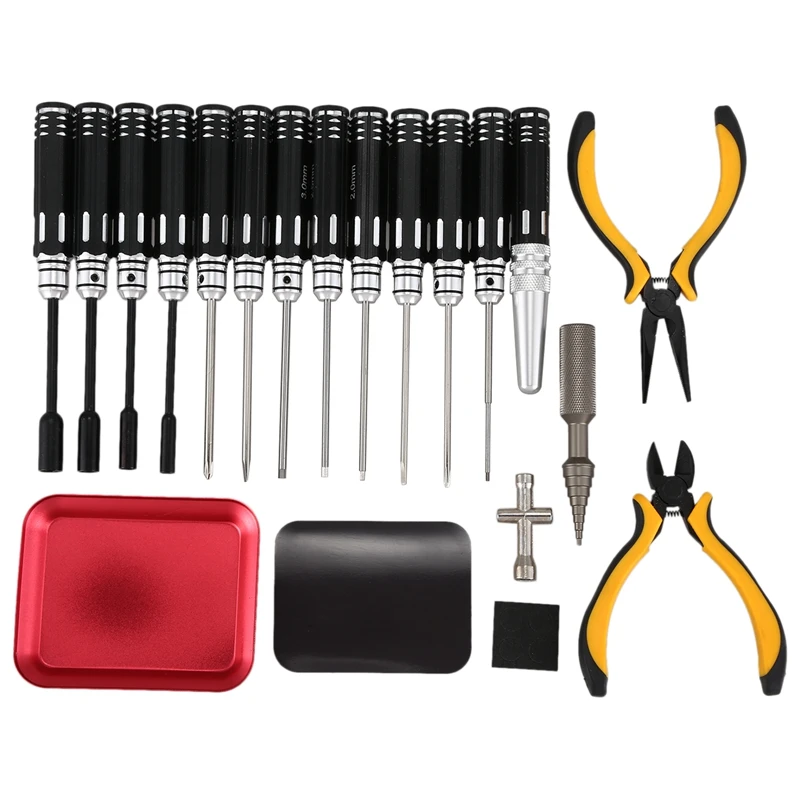 US $38.56 1 Set 18 In 1 Rc Tools Kits Screwdriver Pliers Hex Sleeve Socket Repair Box Set For Repairing Rc Airplanes Car Model Toys