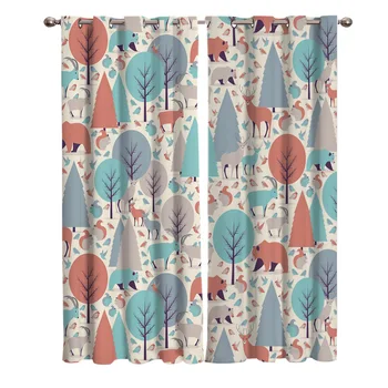 

Christmas Themed Forest Animals Biackout Window Curtains Living Room Curtain Kitchen Blackout Curtains