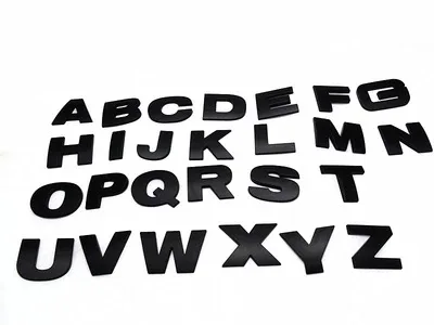 Car 3D Lettered Bumper Stickers English Lettered Car Logo DIY Lettered with Numbers Metal Car Stickers Word Mark Black And White