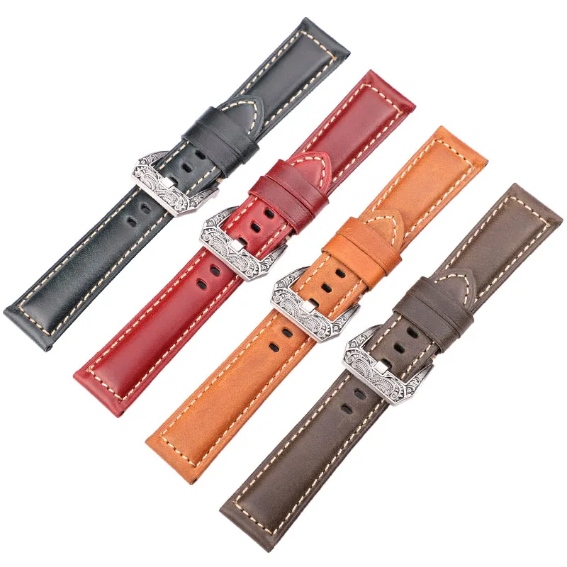 Relógio de Couro Pulseiras de Relógio de Couro Cor dos Homens para Mulheres Pulseira 4 Pulseiras de Genuíno Acessórios 20mm 22mm 24mm 26mm