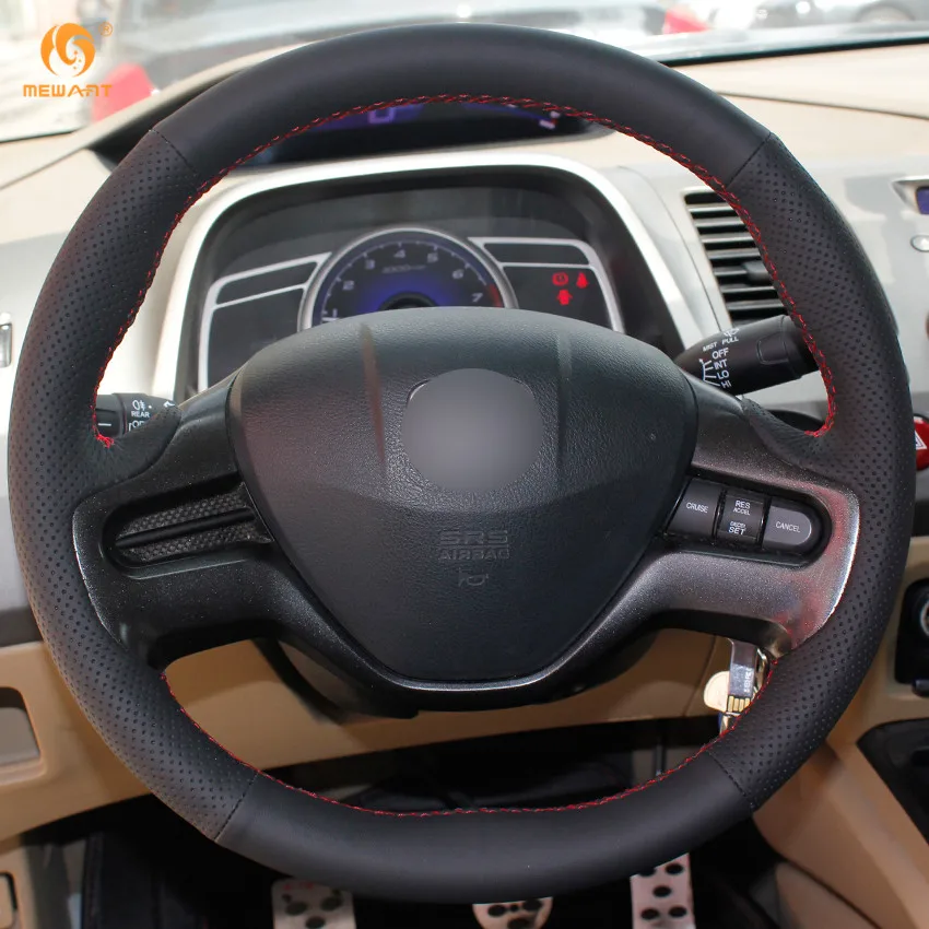 MEWANT черная искусственная кожа Ранняя для Honda Civic Old 2006 2007 2008 2009 (2 спицы) внутренние