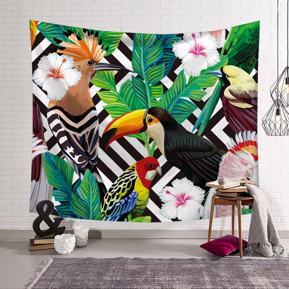 Customized Tropical Plant Floral Tapestry Wall Hanging Stripe Carpet Bed Sheet Photo Background Props Table Cloth Mats Dropship