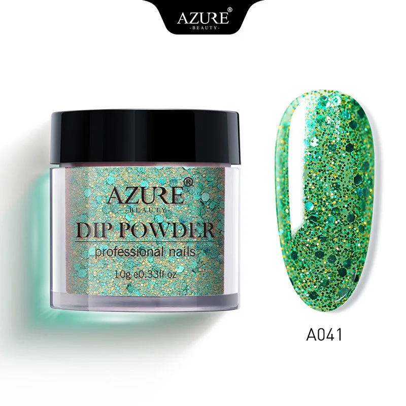 A041 Azure beauty Новейший цветной погружающийся порошок для нейл-арта, голографический порошок для ногтей, система погружения пыли, порошок, натуральный сухой блеск, порошок для ногтей - Цвет: A041
