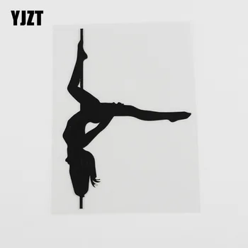 

YJZT 8.9CMX12.7CM Sexy Girl Pole Dance Striptease Vinyl Car Sticker Black/Silver 8A-0247
