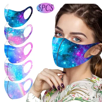 

Adult Mask Printed for Protection Washable Face Mask 5PC Reuseable Mouth Caps Ear Hook Windproof Outdoor Mouth Face Shield
