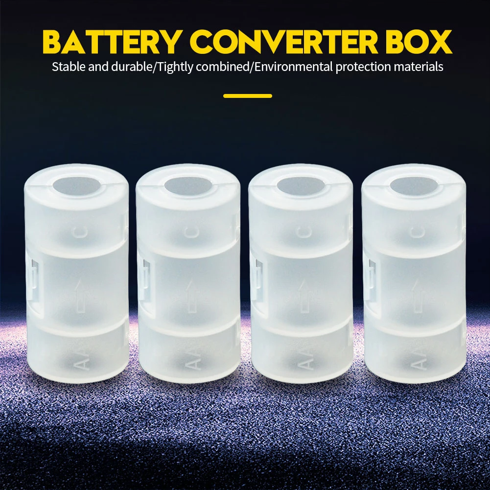 button cell battery 2/4PCS LR06 AA to C LR14 Size Transparent Battery Storage Box AA to C Battery Adapter Holder Case Converter Switcher 5*2.6cm coin battery